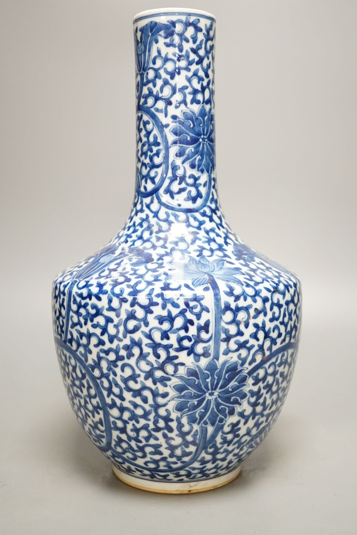 A Chinese blue and white bottle vase, 36cm